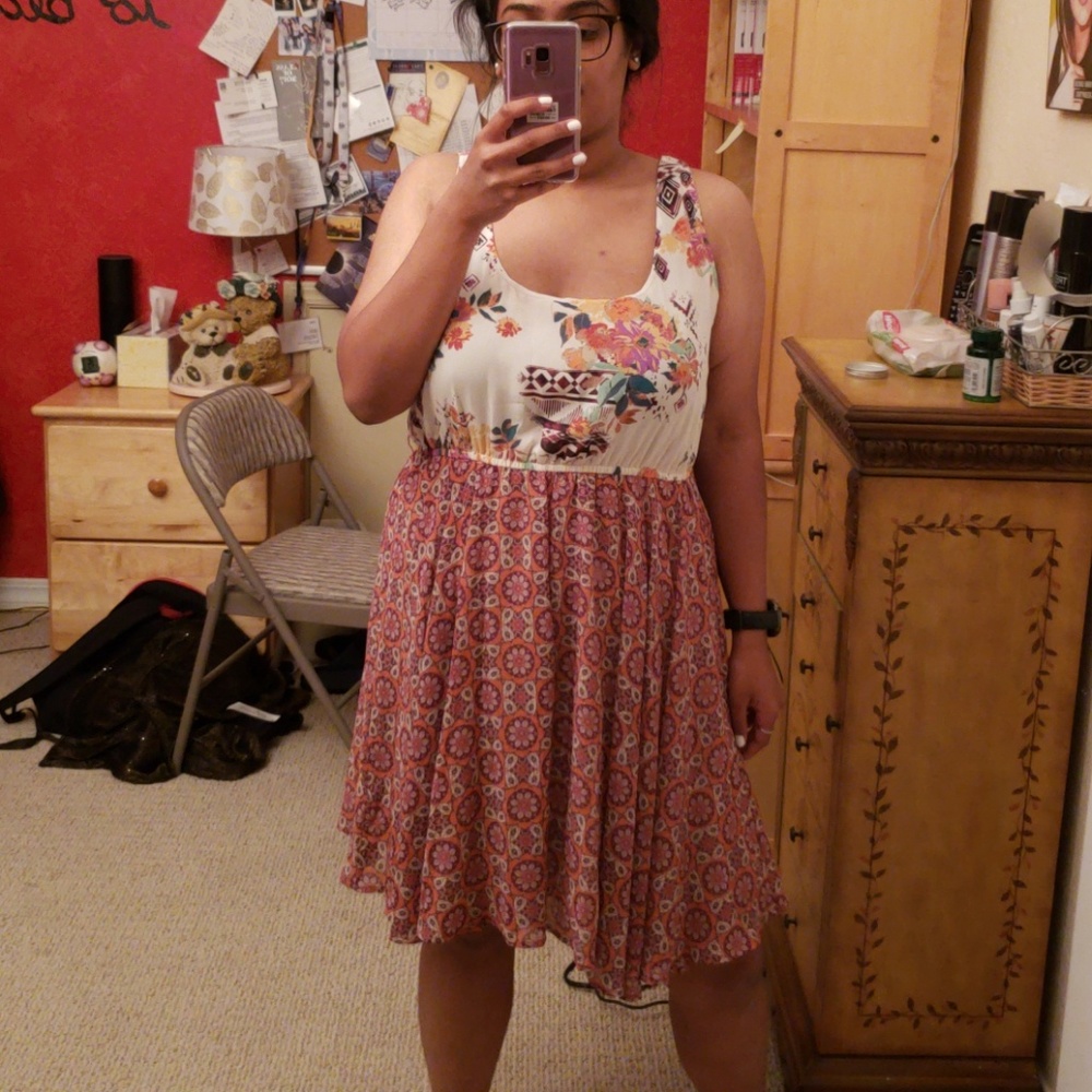 Flowy Patterned & Floral Dress